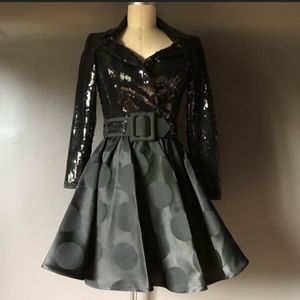 ISO Tadashi Sequin Polkadot Dress